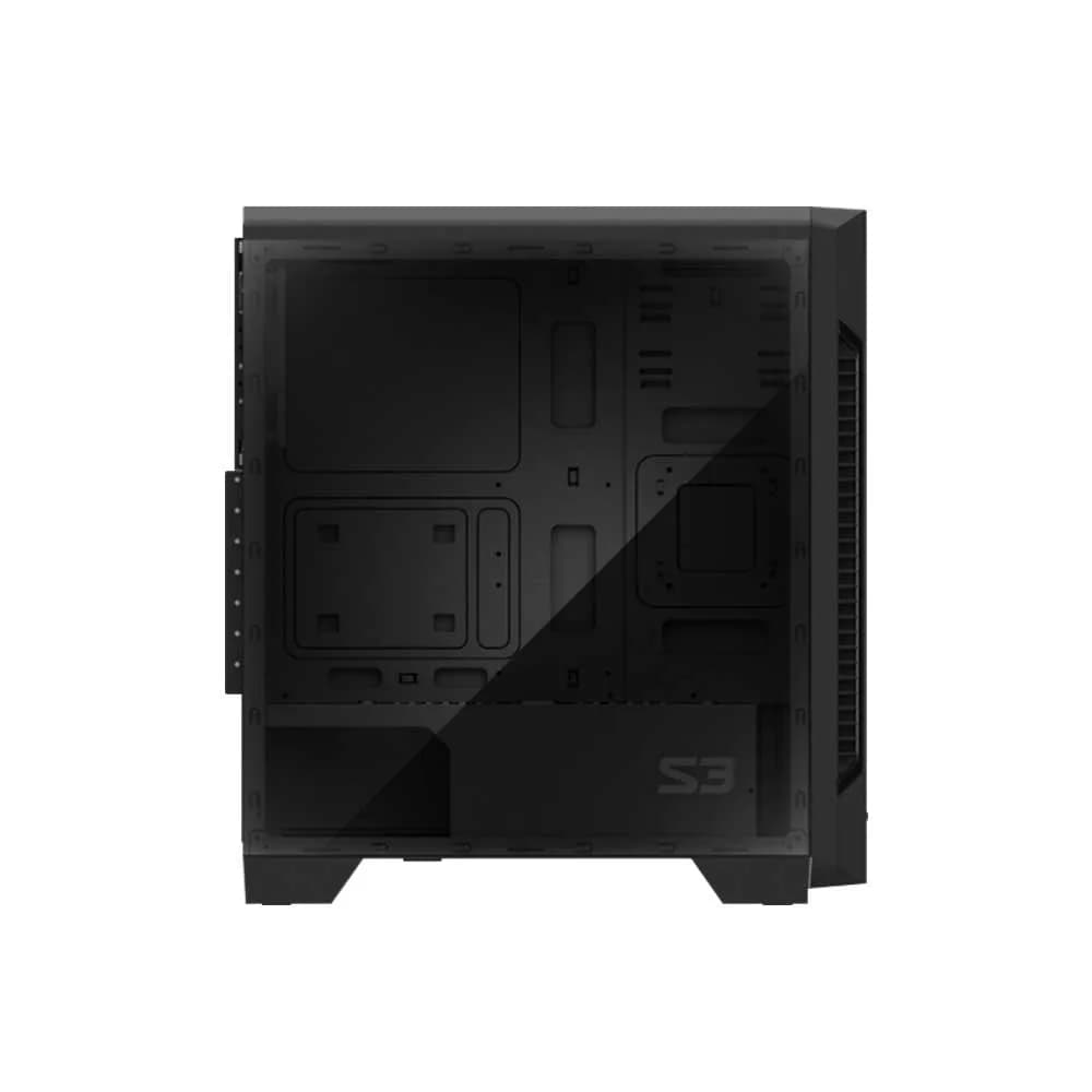 CARCASA Zalman "S3", middle tower, gaming, fara sursa, suporta 8xfan, 1xfan inclus, PSU shroud, USB 3.1 gen1 x 1, USB 2.0 x 2, audio+mic, 7 sloturi expansiune, negru, "S3" — miniatură