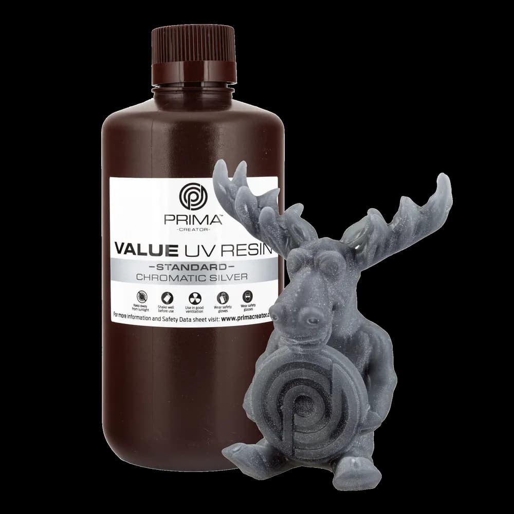 Rășină 3D PrimaCreator Value UV / DLP – 1 kg – Chromatic Silver