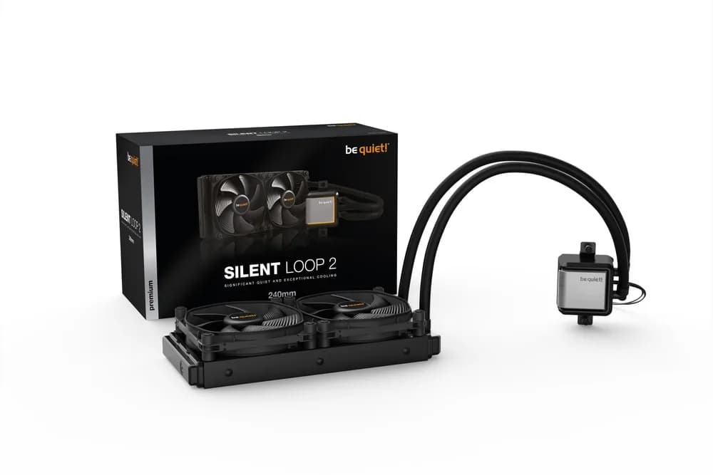 COOLER be quiet! "SILENT LOOP 2", racire lichid, skt. Intel LGA1700/1200/115x/2011-v3, AMD AM5/AM4/sTRX4,radiator aluminiu,pompa 2800rpm, fan 2x120mm,2200 rpm,4-pin, ARGB "BW010" — miniatură