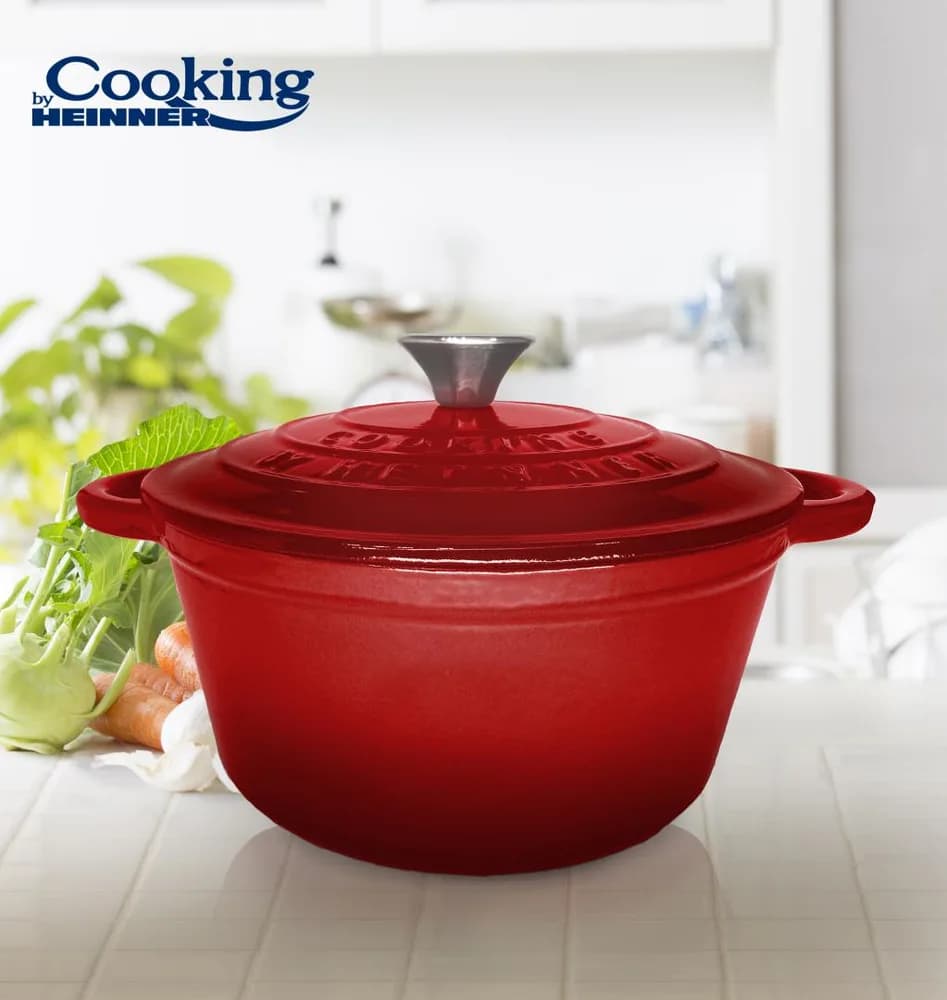 SEMIOALA FONTA+CAPAC 24x11.5CM,4L, RED LINE, COOKING BY HEINNER — miniatură
