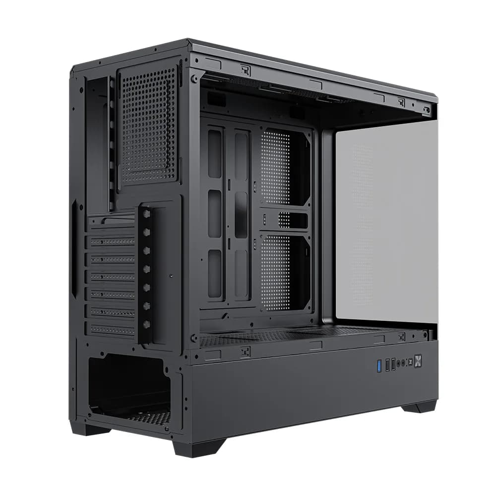CARCASA SPACER - gaming, Middle Tower, ATX, "NAUTILUS", fara sursa, sticla securizata, USB 3.0 x 1, USB 2.0 x 2, HD-Audio, Jack 3.5mm x 1, black "SPCS-GC-NAUTILUS-BK" — miniatură