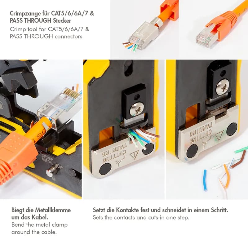 CLESTE sertizare mufe, LOGILINK, functii: sertizare mufe, decupare si taiere cablu, pentru mufe RJ11/ RJ12/RJ45 Cat.5/6a/7. pass through conectori, "WZ0060" — miniatură