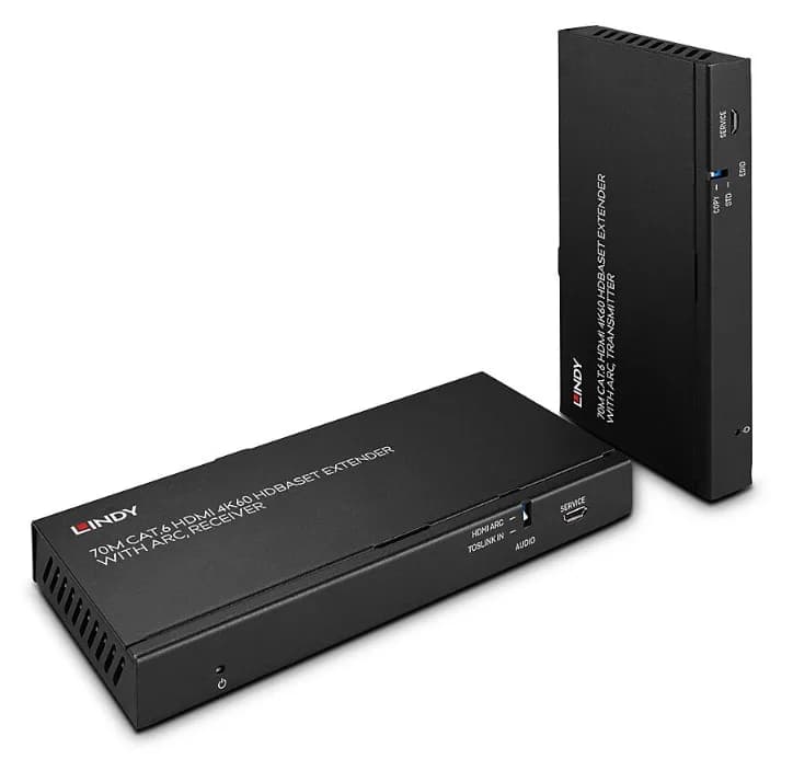 Extender HDBaseT Cat.6 HDMI 4K60, audio, IR și RS-232, 70 m, cu ARC, Lindy 38349