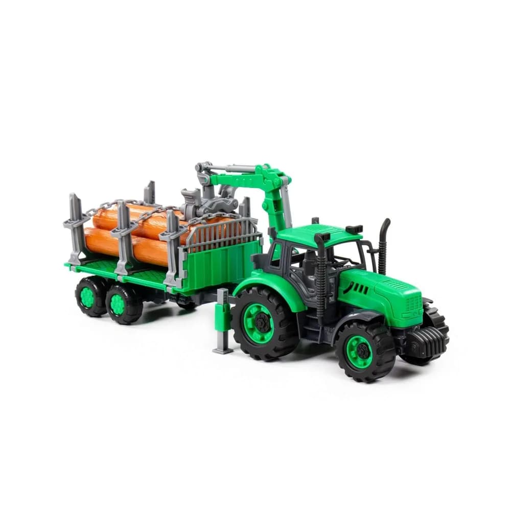 Tractor cu remorca lemne - Progresso, 40x11.5x17 cm, Polesie — miniatură