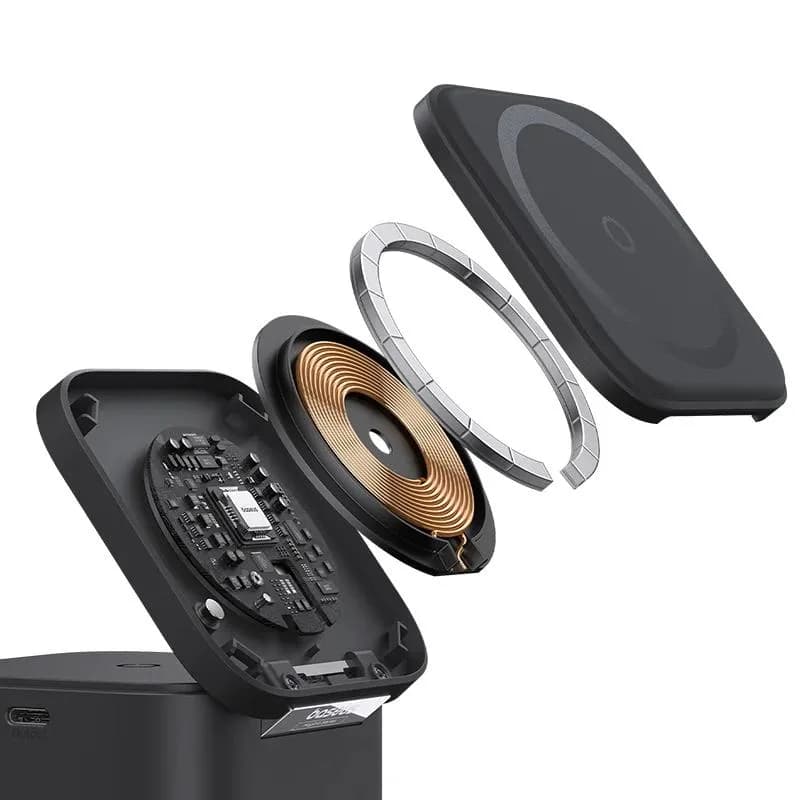 INCARCATOR RETEA Baseus MagPro 2-in-1 Magnetic, 25W, prindere magnetica incarcare wireless 15W, incarcare wireless MagPro Magnetic pentru iWatch 2.5W, negru, "P10264100123-01" - 6932172679064 — miniatură