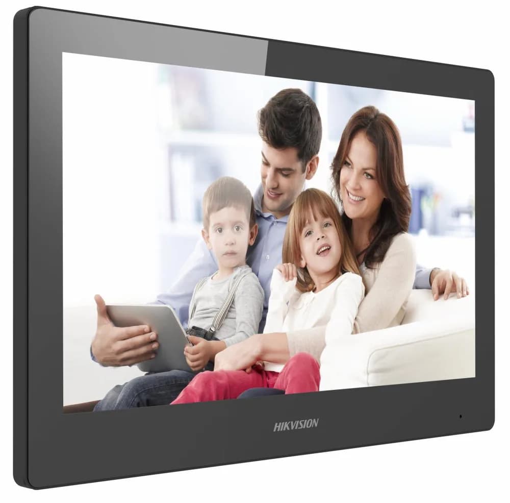 Monitor videointerfon WIFI modular 10" color Hikvision DS-KH8520-WTE1/EU; ecran LCD 10" color cu touch screeen, rezolutie ecran 1024 ×600; design modern; Conectivitate: Retea wireless: Wi-Fi 802.11b/g/n;Network:10/100 Mbps self adaptive network; TCP/IP, SIP, RTSP; Comunicareaudio video — miniatură