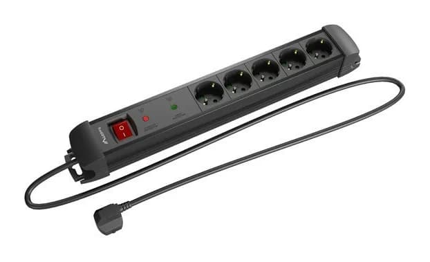 Prelungitor cu protectie la supratensiune SP1, 1.5m, 5 prize, negru — miniatură