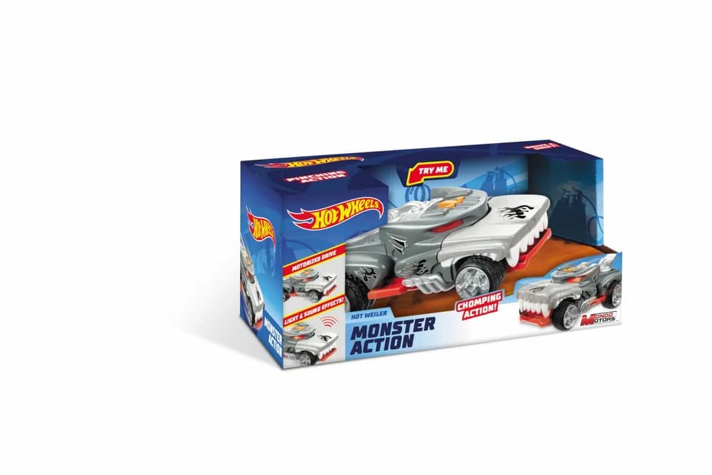 MASINA CU LUMINI SI SUNETE, MONSTER ACTION-HOTWEILER, HOT WHEELS — miniatură