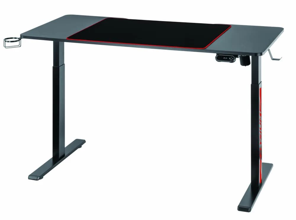 Birou gaming electric Serioux Elysium LED RGB 1400x600x730mm, reglare electrica pe inaltime inaltime ajustabila: 750 - 1210 mm — miniatură