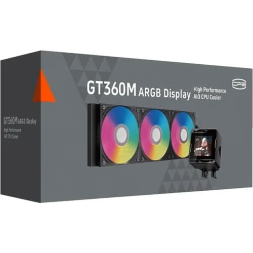 COOLER PCCooler "GT360M ARGB Display", skt. Intel si AMD, racire cu lichid, 3 x 120mm, viteza rotatie pompa 2600 RPM, 3000 RPM, ARGB adresabil, negru "GT360M ARGB Display BK" — miniatură