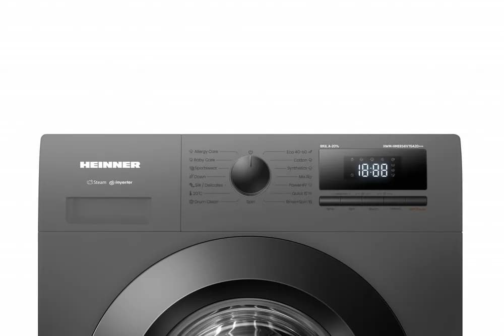 MASINA DE SPALAT RUFE HEINNER HWM-HME814IVTGA20+++, CAPACITATE 8KG, VITEZA DE CENTRIFUGARE 1400RPM, CLASA ENERGETICA A-20%, MOTOR INVERTER, 15 PROGRAME, DISPLAY DIGITAL, PROGRAM RAPID 15 MIN, PROGRAM ALLERGY STEAM, PROGRAM BABY STEAM CARE, FUNCTIE INTARZIERE FINALIZARE, CLATIRE SUPLIMENTARA — miniatură