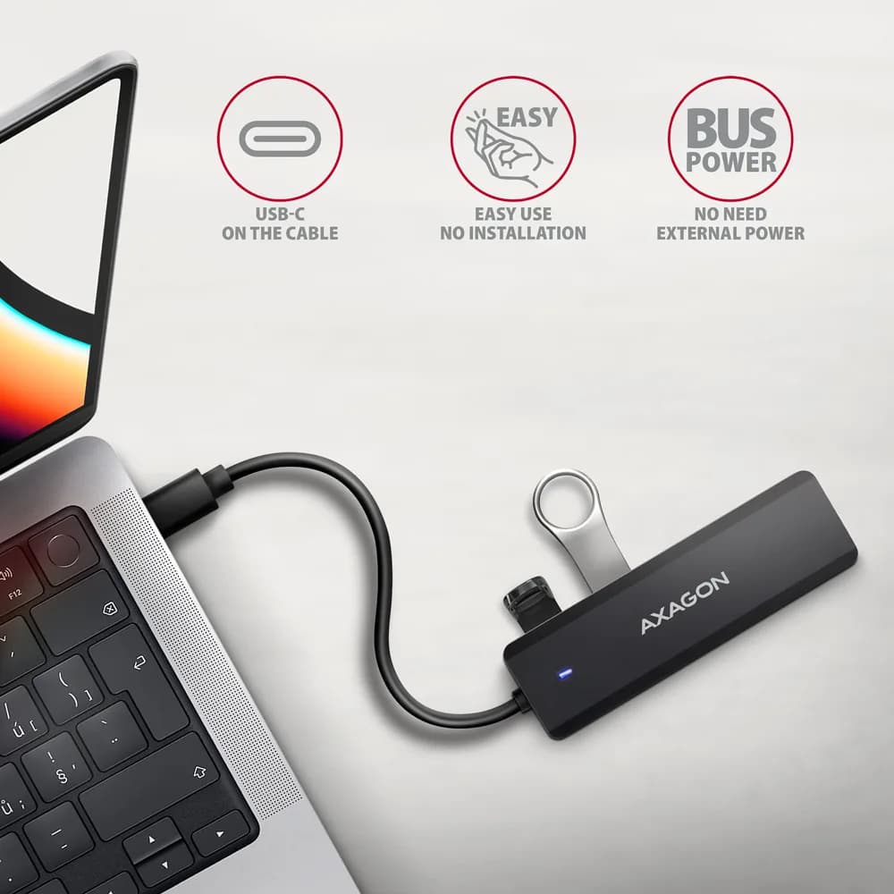 Hub USB AXAGON USB-C 5Gbps TRAVEL "HUE-C1C" — miniatură