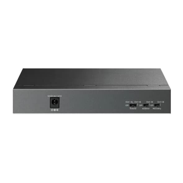 "9-Port 10/100 Mbps Desktop Switch with 8-Port PoE+ PORT: 8× 10/100 Mbps PoE+ Ports, 1× 10/100 Mbps Non-PoE Port SPEC: 802.3at/af, 63 W PoE Power, Desktop Steel Case FEATURE: Extend Mode for 250m PoE Transmitting, Isolation Mode, PoE Auto Recovery, Plug and Play" — miniatură