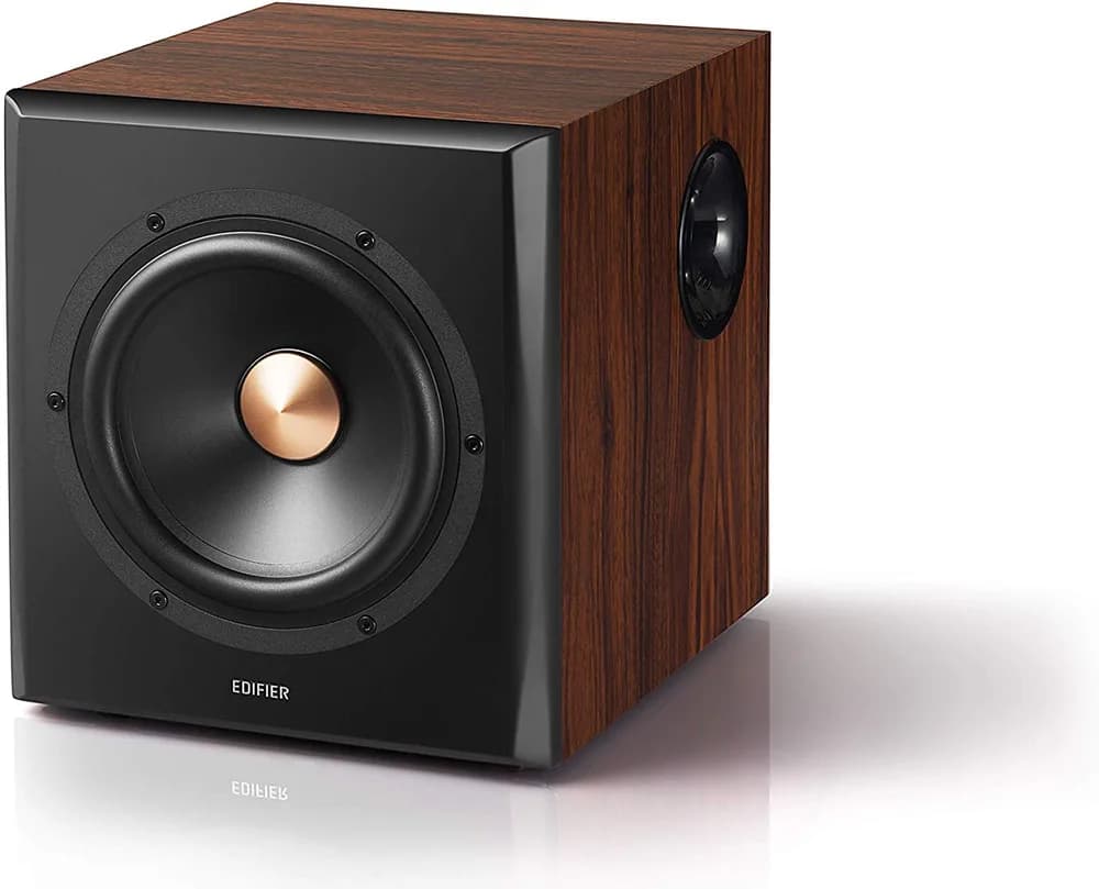 BOXE EDIFIER 2.1, RMS: 155W (2 x 10W, 2 x 30W, 1 x 75W), bluetooth, telecomanda wireless, woofer wireless, volum, bass, treble, optical, coaxial, brown, "S360DB" — miniatură