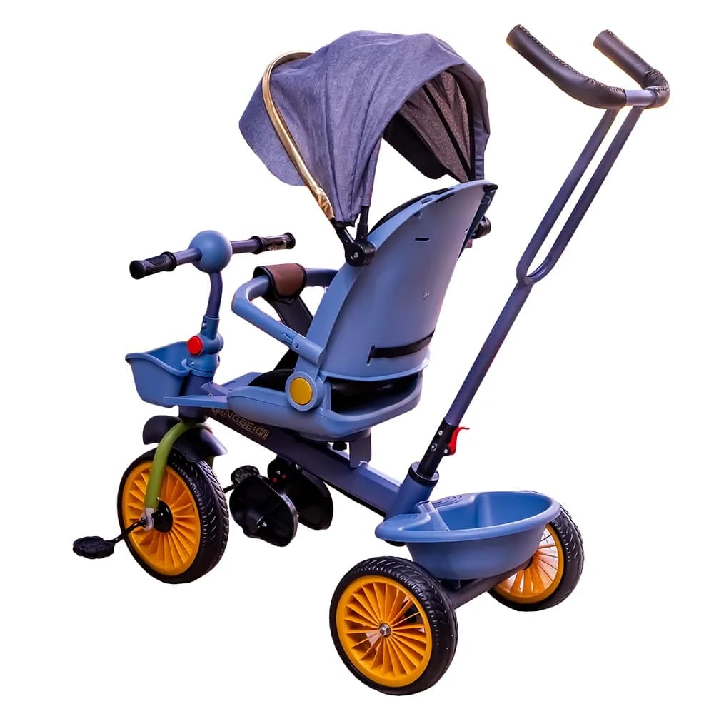 Tricicleta cu pedale, maner si parasolar — miniatură