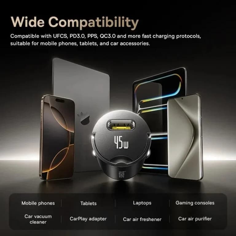 INCARCATOR auto Baseus PrimeTrip VP2, Quick Charge 45W, 1 x USB Type-C, pt. bricheta auto, include cablu USB Type-C la USB Type-C 1m, negru "C0206800" - 6932172696511 — miniatură