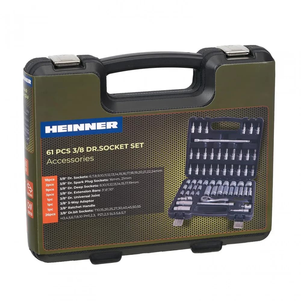 HEINNER TRUSA 61 PIESE 3/8" CR-V — miniatură