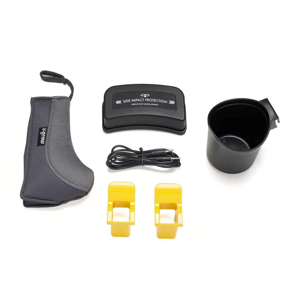 Scaun auto I-size U-Grow Goldfix Plus, isofix, 76-150 cm (9-36 kg), boxa bluetooth, gri — miniatură