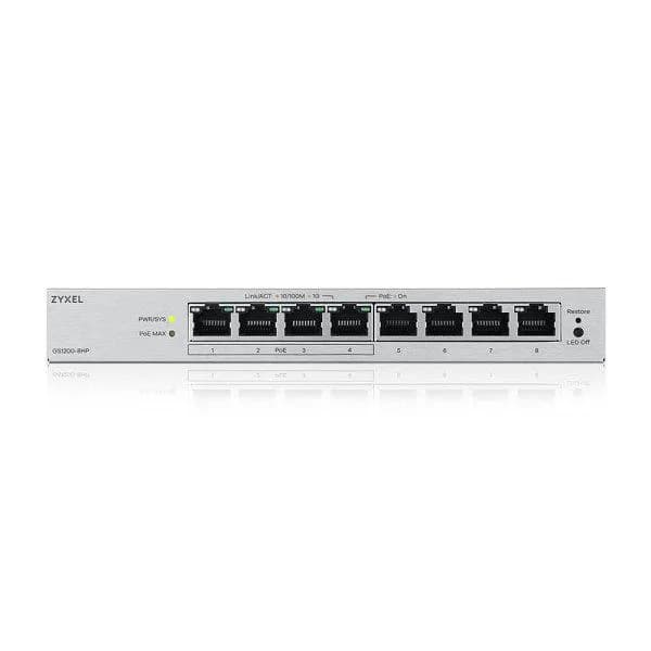 ZYXEL GS1200-8HPV3 8P 8-Port Gigabit PoE Web-Managed Switch — miniatură