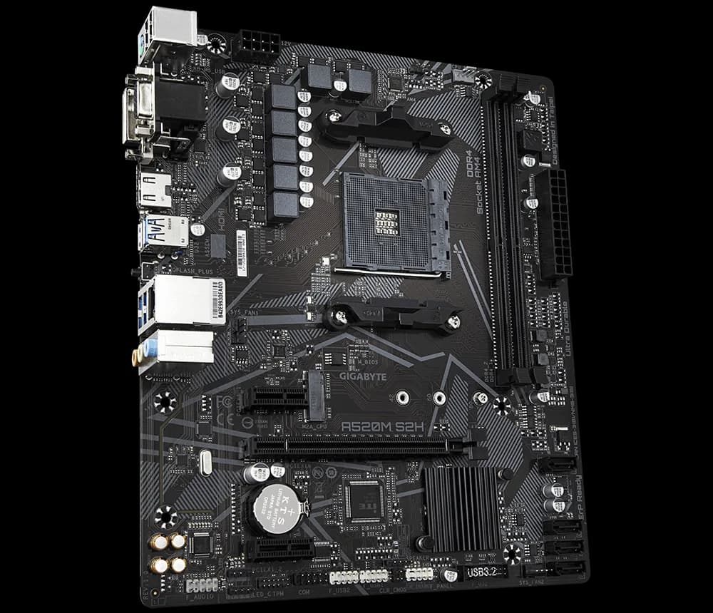 PLACA de BAZA Gigabyte "A520M S2H", skt AM4, mATX, AMD A520, 2 x DDR4, max. 64 GB, 4 x SATA, 1 x M.2, 7.1, "A520M S2H"
