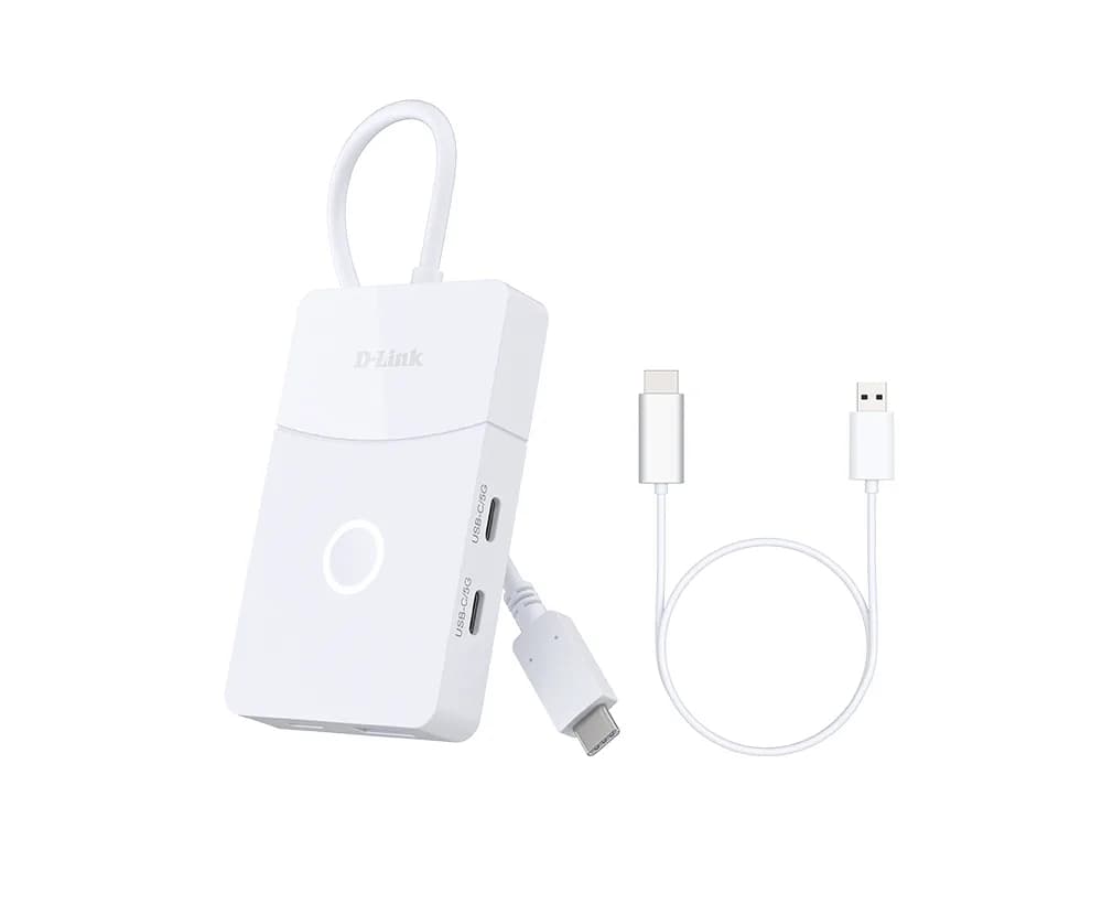 HUB extern D-LINK conectare PC USB Type-C, porturi: 1 x HDMI 1.2 wireless pana la 30m, 1 x USB 3.0 Type-A, 2 x USB 3.0 Type-C, 1 x wired HDMI 2.0 4K/60Hz, "DUP-501"