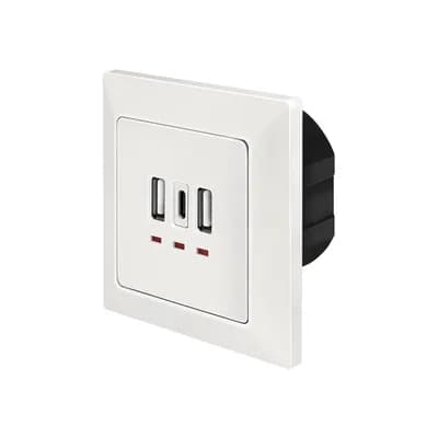 PRIZA LOGILINK, de perete, 2 x USB-A 5V/2.4A, 1 x USB-C 5V/3A, ingropata, martori LED, alb, "PA0254"