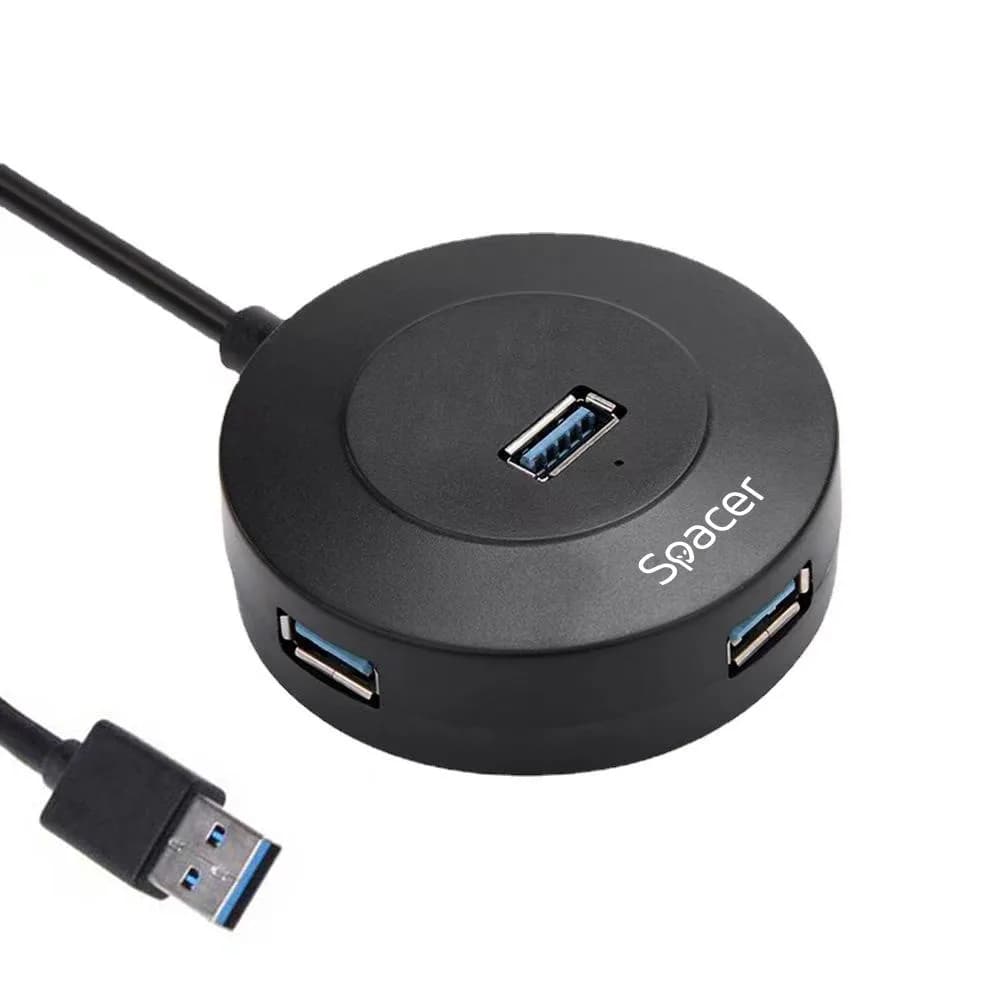 Hub USB SPACER SPHB-USB-4U-02, USB-A, 4 porturi, Negru