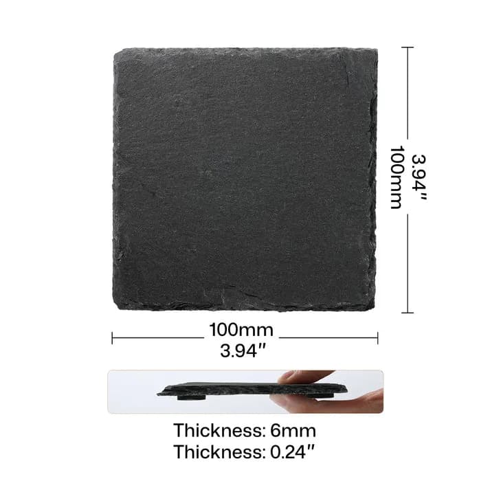 Material pentru gravare laser LaserPecker Stone Slate Coasters Square Black(6 buc) — miniatură