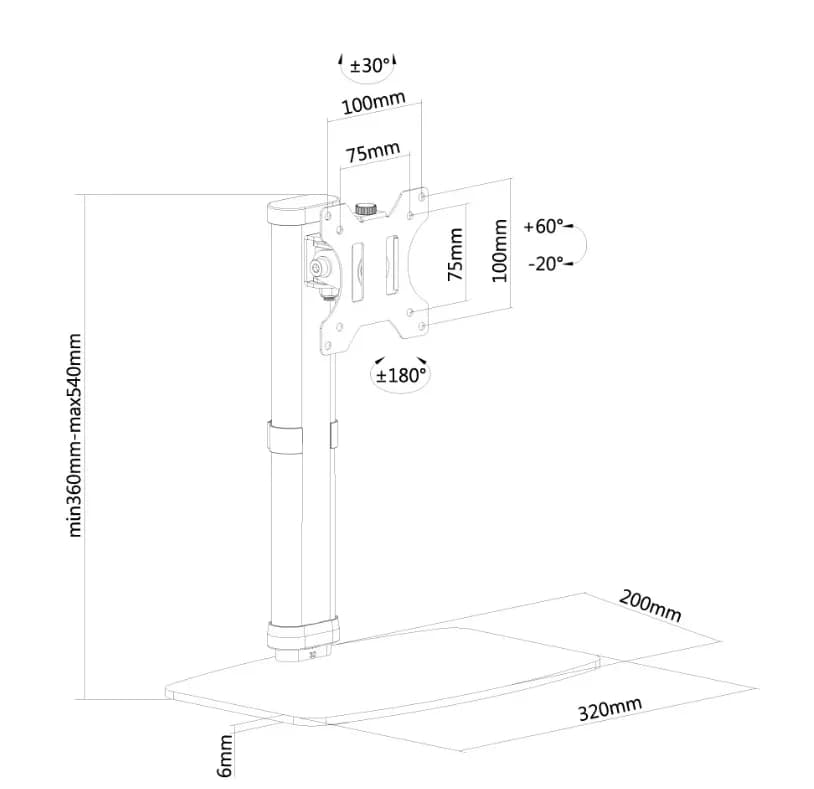 Suport monitor de birou Neomounts by Newstar 10"-30", 6kg, 100x100 mm VESA — miniatură
