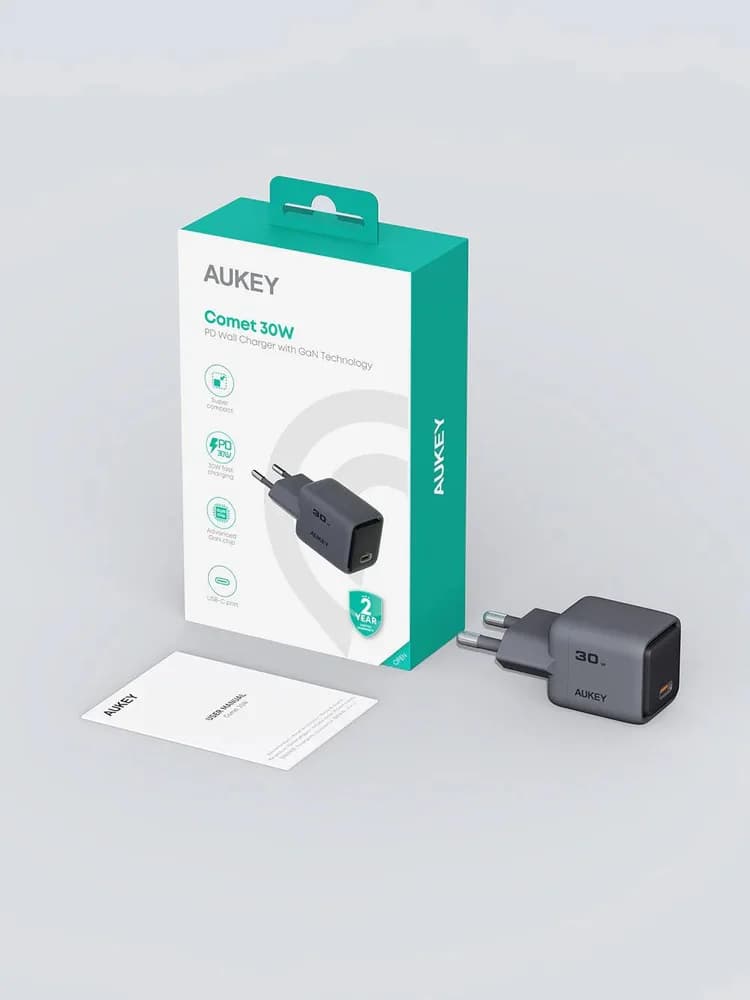MOBILE CHARGER WALL 30W/GREY PA-C1 AUKEY "PA-C1" — miniatură