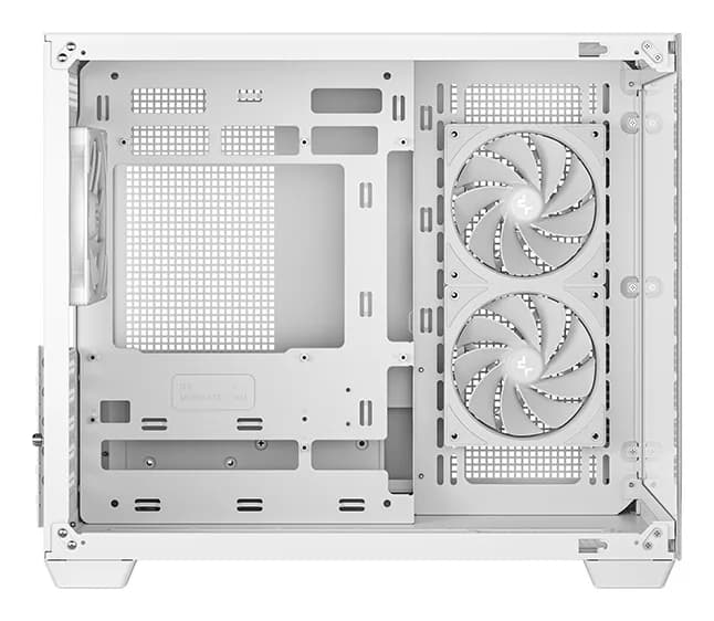 CARCASA DeepCool "CG330 3F WH", middle tower, gaming, fara sursa, suporta 9xfan, 3xfan inclus, USB 3.2 gen1 x 1, USB 2.0 x 2, audio+mic, 5 sloturi expansiune, alb, "R-CG330-WHNGM3-G" — miniatură