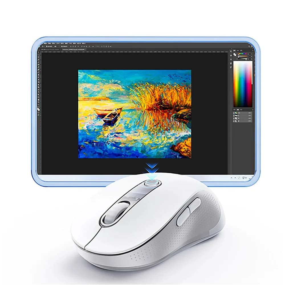 MOUSE Baseus F02 PC sau NB wireless, bluetooth, optic, 800/ 1200/1600 dpi, click silentios, butoane/scroll 4/1, alb, "B0203202" - 6932172693336 — miniatură
