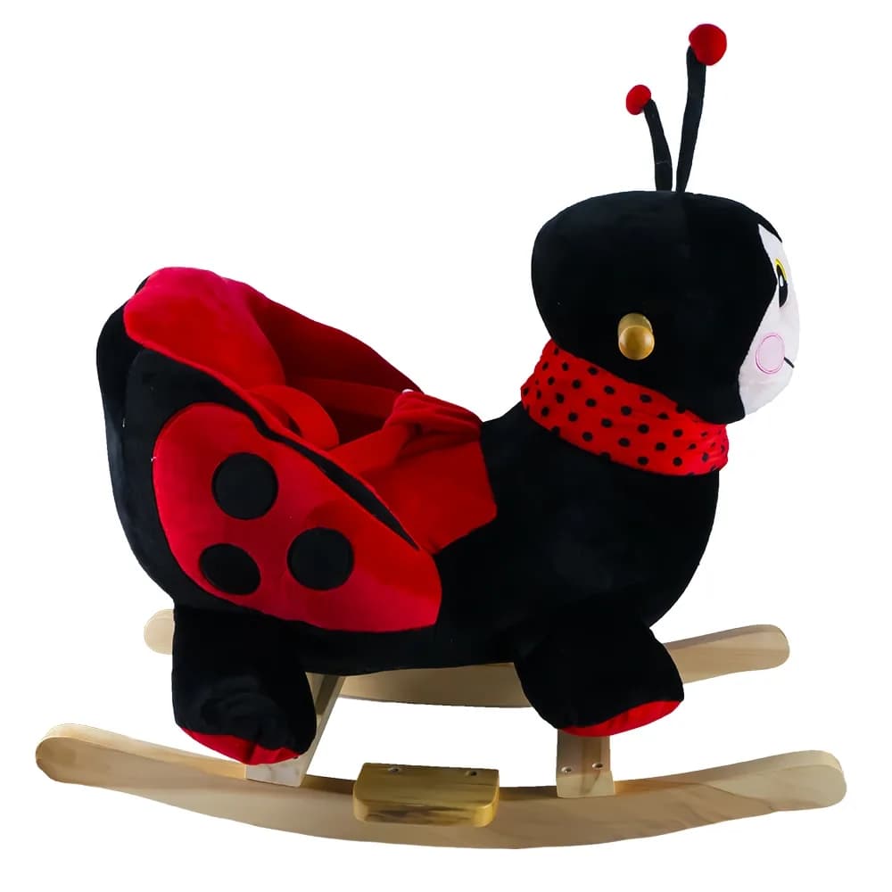 Balansoar pentru bebelusi, Buburuza, lemn + plus, 60x34x45 cm — miniatură
