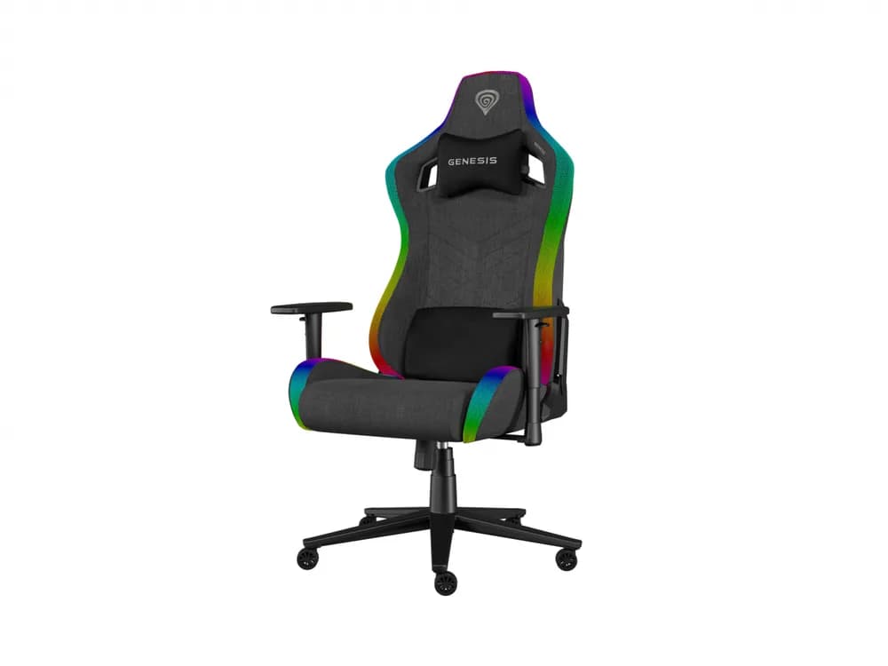 Scaun gaming Genesis TRIT 660, material textil, iluminare RGB, suporta pana la 150 kg, inaltime reglabila, spatar ajustabil, gri — miniatură