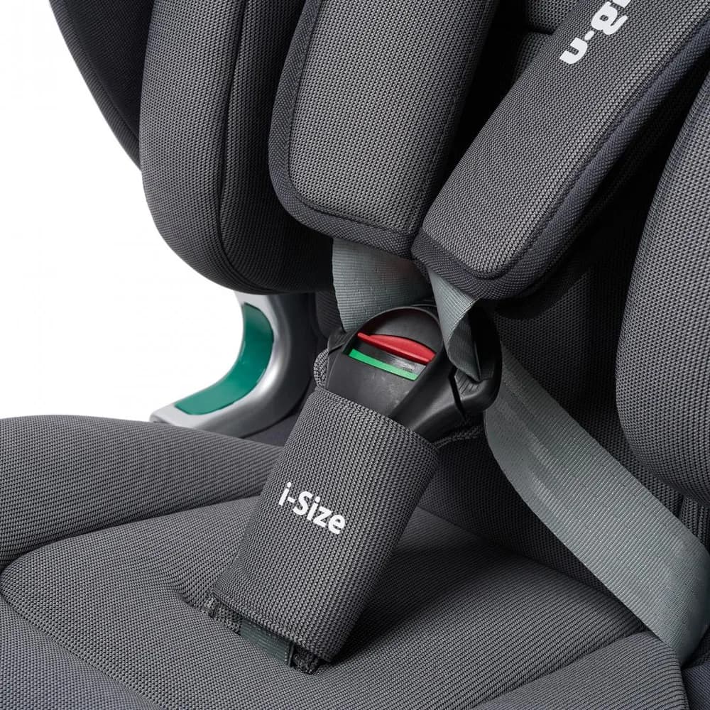 Scaun auto I-size U-Grow Goldfix Plus, isofix, 76-150 cm (9-36 kg), boxa bluetooth, gri — miniatură