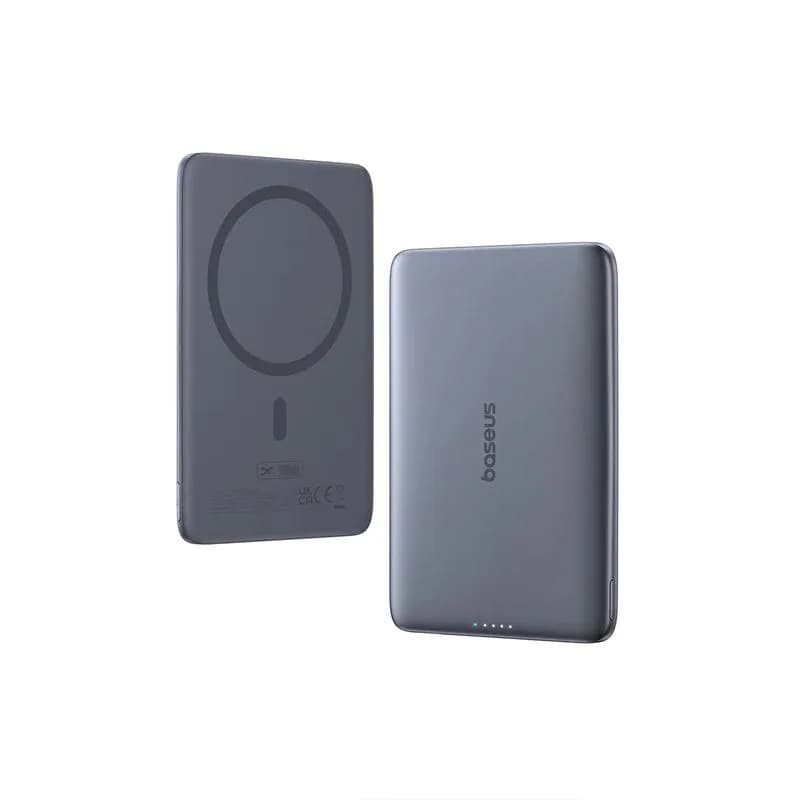 POWER BANK Baseus PicoGo, 5000mAh, 20W, 1 x USB Type-C, prindere magnetica incarcare wireless 15W, cablu integrat USB Type-C la USB Type-C 30cm, gri, "P1007680C813-00" - 6932172690656 — miniatură