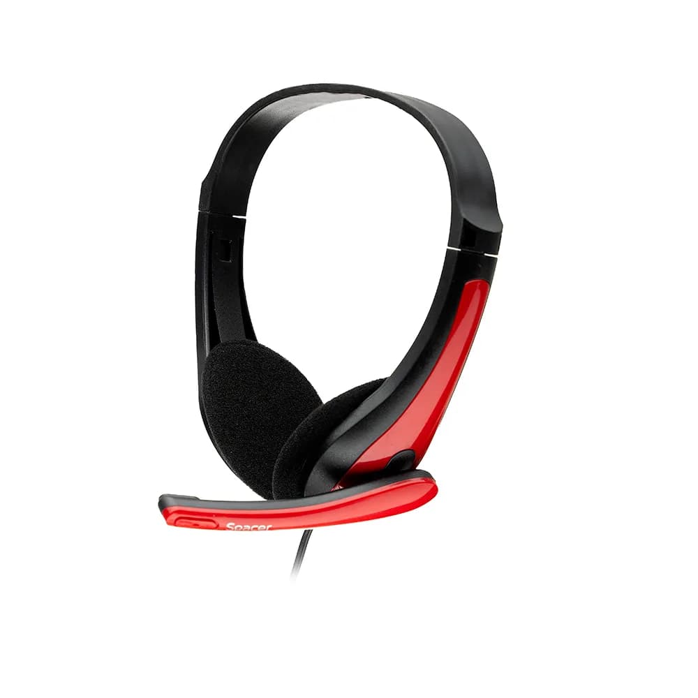 CASTI Spacer, cu fir, standard, utilizare multimedia, microfon pe brat, conectare prin Jack 3.5 mm x 2, negru / rosu, "SPK-507"