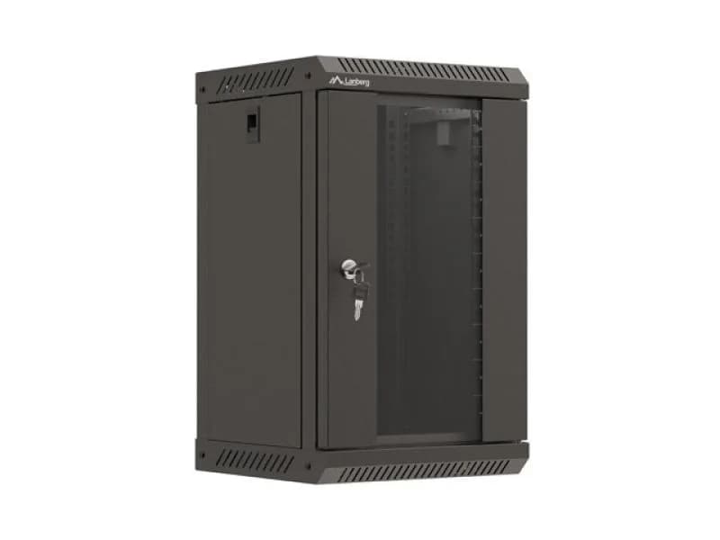 Dulap rack 10" perete 9U / 300x300 (flat pack) cu ușă din sticlă, negru
