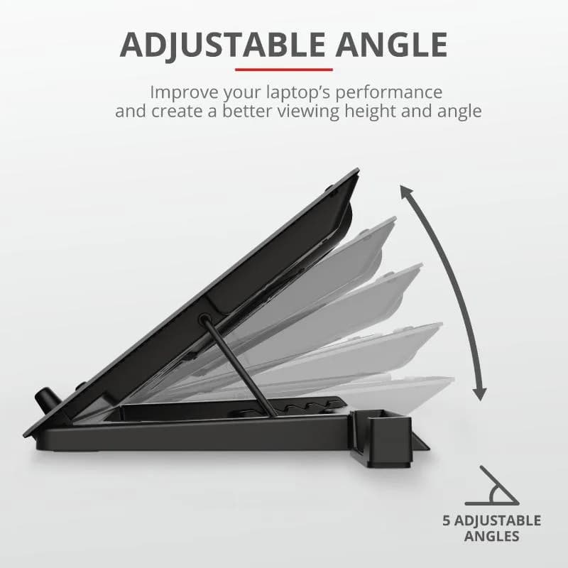 Stand/Cooler notebook Trust GXT 1125 Quno, max 17.3 inch, 5 ventilatoare, suport de telefon detasabil — miniatură