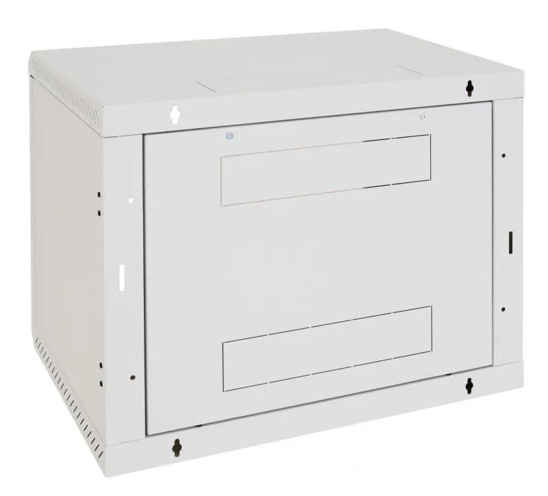 Rack de perete Triton sectiune simpla 6U 600mm adancime usa sticla panouri laterale fixe, sectiuni ventilatie activa, sectiuni acces cabluri sus/jos/spate securizare cu cheie, 1 pereche montanti reglabili IP30 gri — miniatură