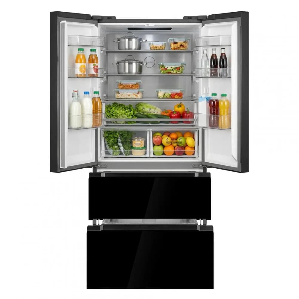 Combina frigorifica HEINNER HCFD-M516INVHGBKE++, No Frost, 516 l, Clasa: E, Dozator apa, Incorporabila, Compresor Inverter Sticla Neagra — miniatură