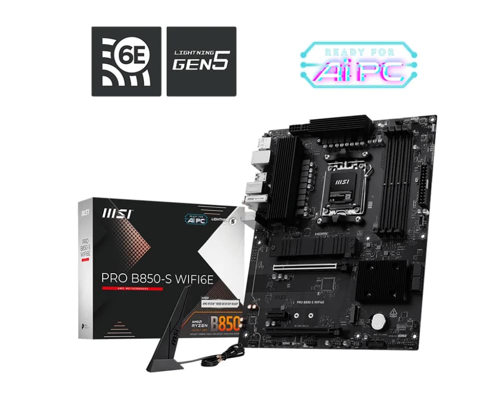 Placa de baza MSI PRO B850-S WIFI6E, AM5, DDR5, BT, ATX, Negru 911-7E80-002 "PRO B850-S WIFI6E" — miniatură