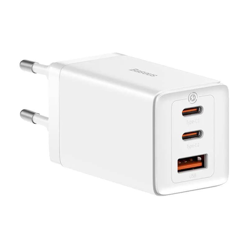 Incarcator retea Baseus GaN5 Pro, 65 W, 3 porturi, Alb