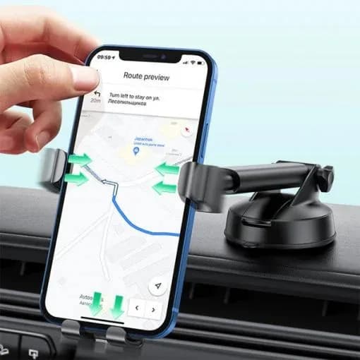SUPORT AUTO Ugreen pt. SmartPhone, "LP200" fixare parbriz sau bord prin ventuza, negru "60990B" - 6957303893164 — miniatură
