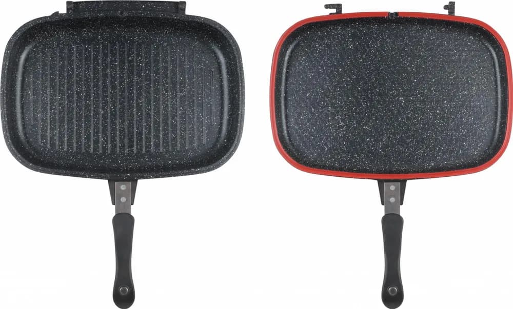TIGAIE DUBLA DREPTUNGHIULARA TIP GRILL, ALUMINIU, 36x24x7.5 CM,DARK LINE CLASSIC,COOKING BY HEINNER — miniatură