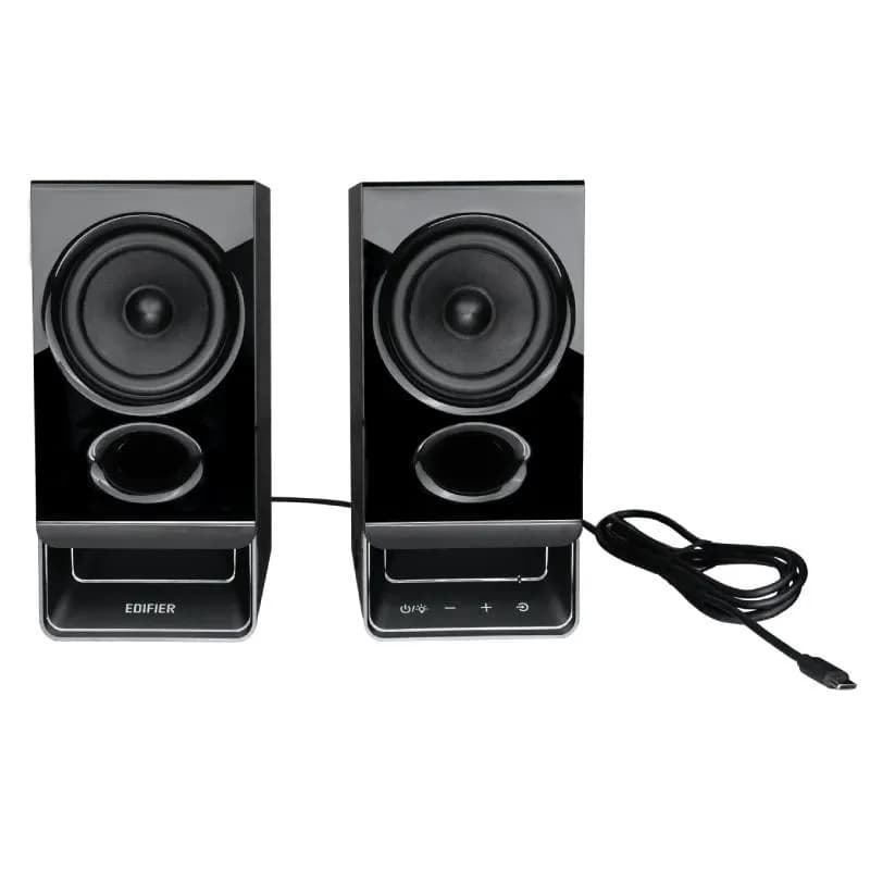 BOXE EDIFIER 2.0, RMS: 5W (2 x 2.5W), bluetooth v6.0, volum, mufa casti, touch panel, AUX/USB-C, Edifier App, USB power, MDF, black, "R20BT-BK" — miniatură