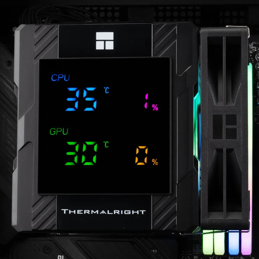 COOLER Thermalright "Peerless Assassin 120 Digital", skt. Intel si AMD, racire cu aer, vent. 2 x 120mm (TL-C12C-X28-S V2), 1850 rpm, 6 heatpipes, H 162mm, ARGB, negru, "Peerless Assassin 120 Digital Black Argb" — miniatură