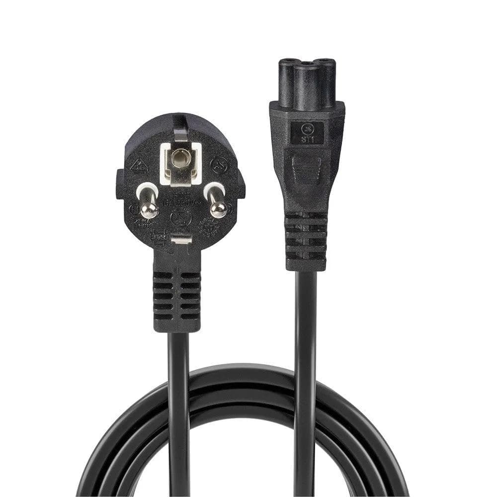 Cablu alimentare Lindy, conector A: Schuko, conector B: IEC C5C5, lungime cablu 2m, material PVC si PBT, material conductor: cupru, dimensiuni A: 36.5x71x36.5mm (1.44x2.8x1.44in), B: 22.8x64x15mm (0.9x2.52x0.59in), negru — miniatură