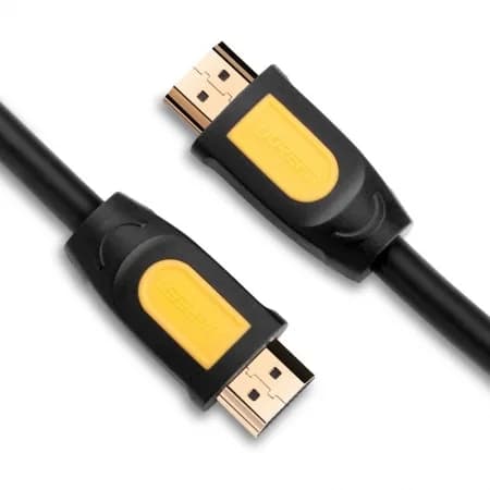 CABLU video Ugreen, "HD101" HDMI (T) la HDMI (T), rezolutie maxima 4K UHD (3840 x 2160) la 60 Hz, round cable, conectori auriti, 1.5m, galben + negru "10128" - 6957303811281