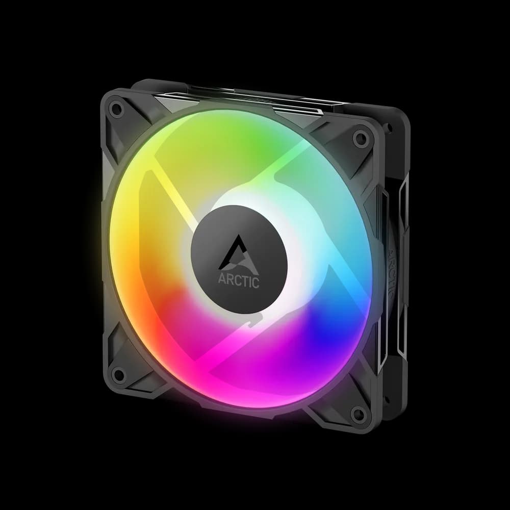 Set 3 ventilatoare Arctic "P12 Pro A-RGB LN - 3 Pack", 120mm, 450 - 2000 RPM, FDB, 49 cfm, 4-Pin Fan Plug + 4-Pin Socket/3-Pin A-RGB Plug + 3-Pin Socket, negru, "ACFAN00347A" — miniatură